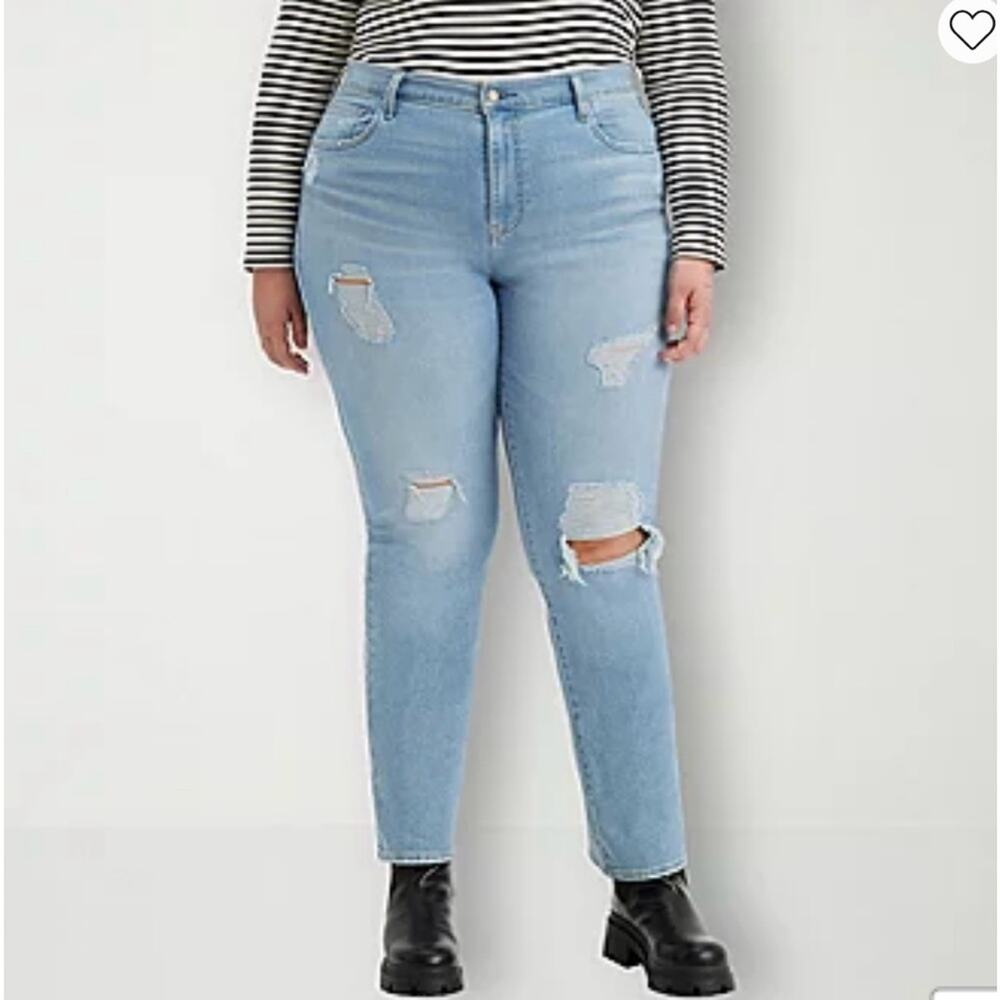 Levi's Plus Size 724 Distressed High Rise Straight Jean Size 18